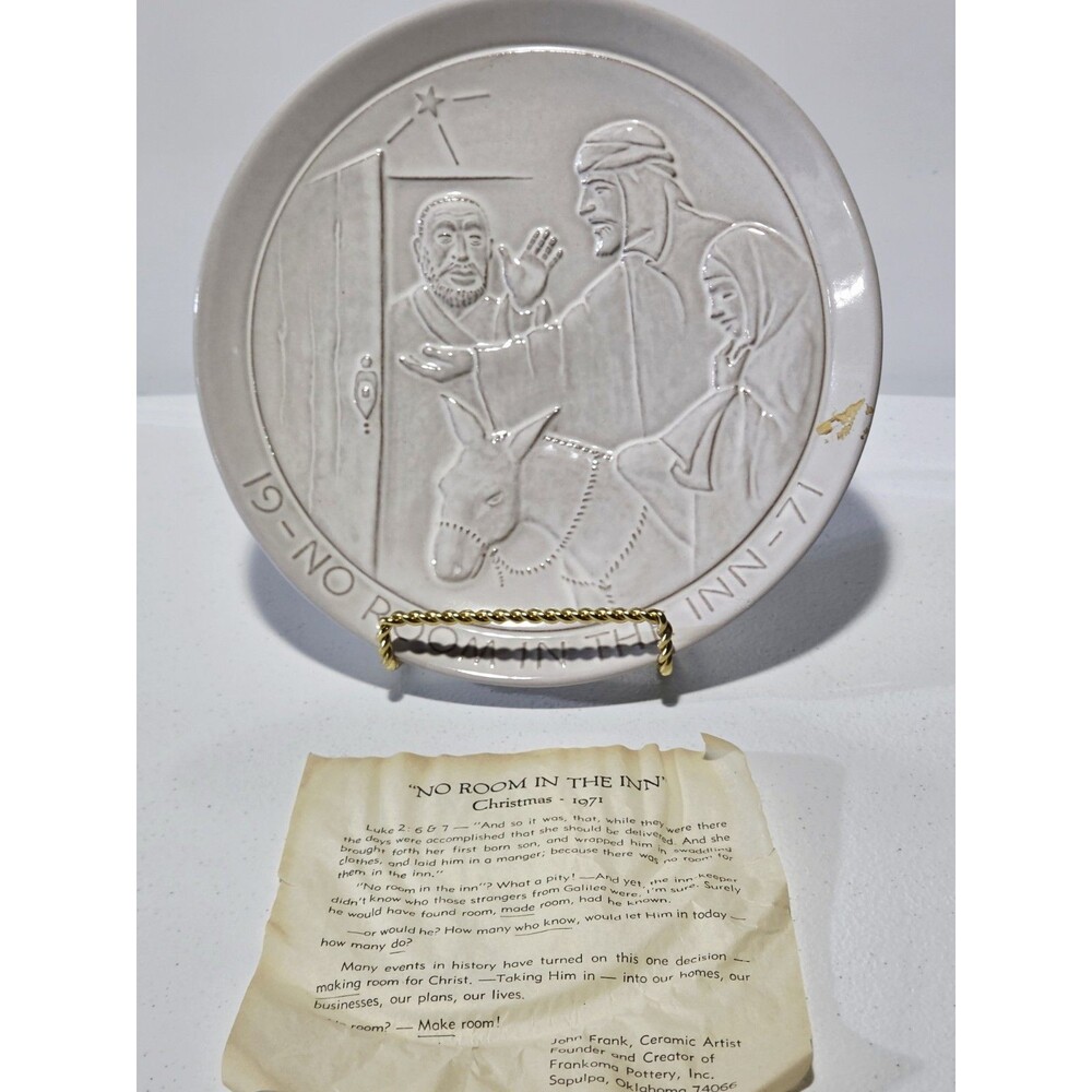 Frankoma Pottery No Room In The Inn Plate 7"